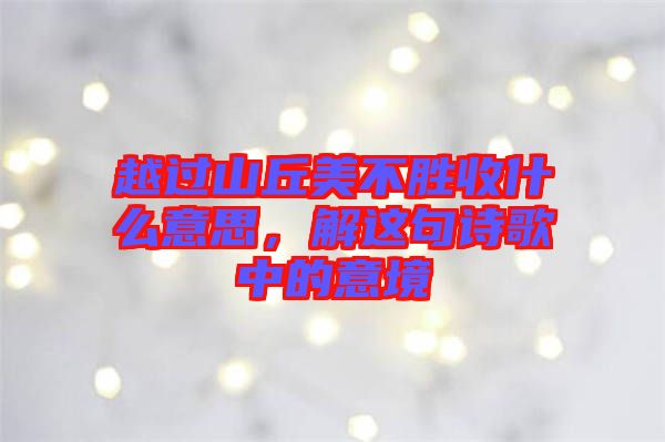 越過山丘美不勝收什么意思，解這句詩歌中的意境