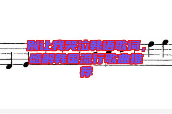 別讓我哭泣韓語歌詞，感解韓國流行歌曲推薦