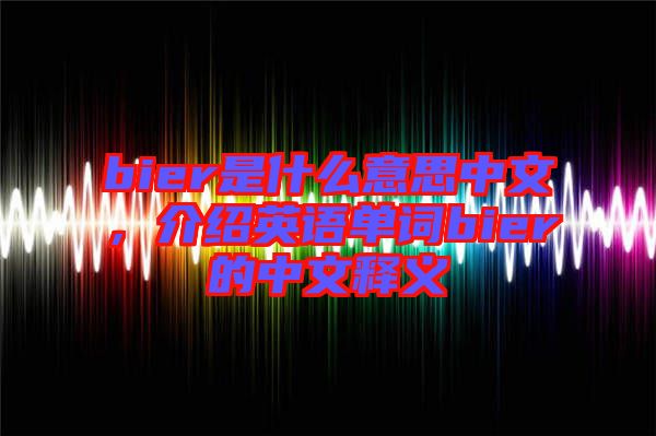 bier是什么意思中文，介紹英語(yǔ)單詞bier的中文釋義