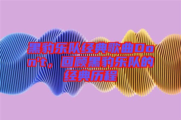 黑豹樂隊經(jīng)典歌曲Don't，回顧黑豹樂隊的經(jīng)典歷程