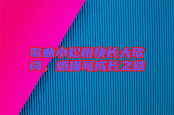 歌曲小松樹快長大歌詞，感描寫成長之路