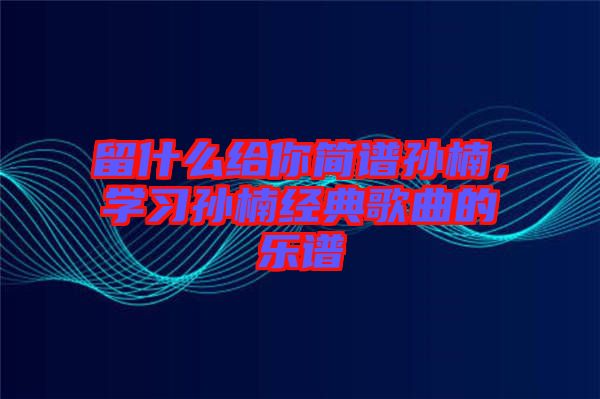 留什么給你簡譜孫楠，學(xué)習(xí)孫楠經(jīng)典歌曲的樂譜