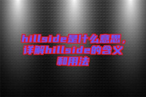 hillside是什么意思，詳解hillside的含義和用法