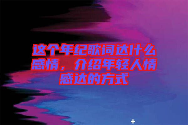 這個年紀歌詞達什么感情，介紹年輕人情感達的方式