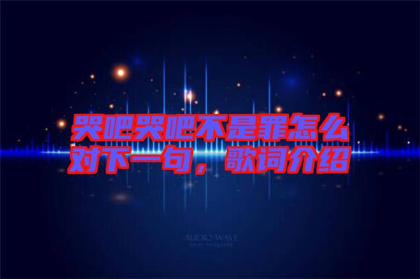 哭吧哭吧不是罪怎么對(duì)下一句，歌詞介紹
