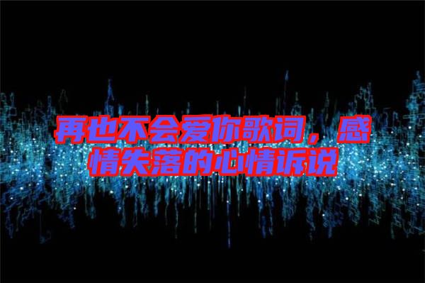 再也不會愛你歌詞，感情失落的心情訴說