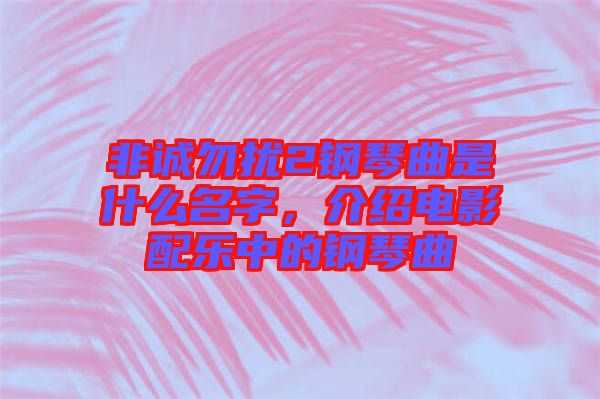 非誠勿擾2鋼琴曲是什么名字，介紹電影配樂中的鋼琴曲