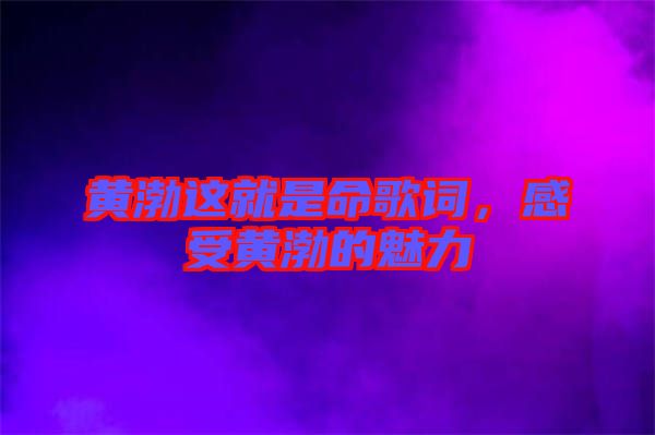 黃渤這就是命歌詞，感受黃渤的魅力