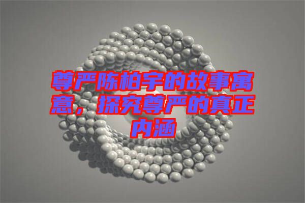尊嚴(yán)陳柏宇的故事寓意，探究尊嚴(yán)的真正內(nèi)涵
