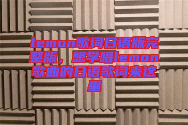 lemon歌詞日語版完整版，想學(xué)唱lemon歌曲的日語歌詞來這里