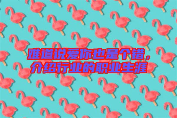 難道說愛你也是個錯，介紹行業(yè)的職業(yè)生涯