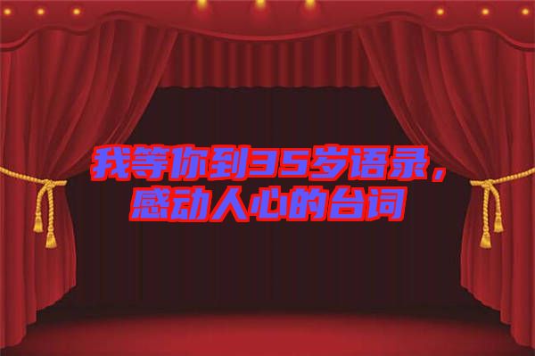 我等你到35歲語(yǔ)錄，感動(dòng)人心的臺(tái)詞