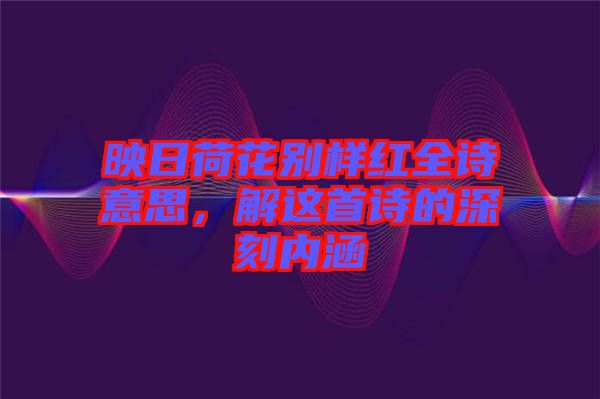 映日荷花別樣紅全詩(shī)意思，解這首詩(shī)的深刻內(nèi)涵