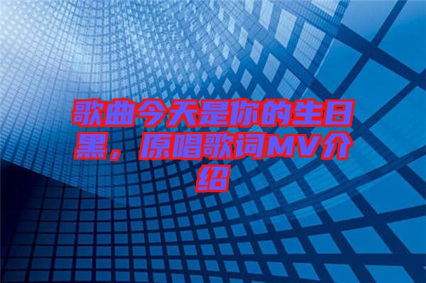 歌曲今天是你的生日黑，原唱歌詞MV介紹