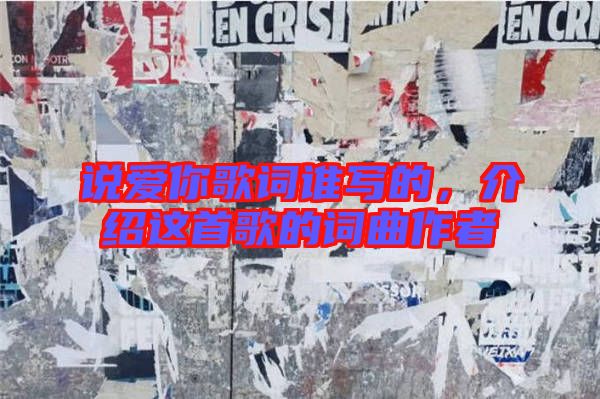 說愛你歌詞誰寫的，介紹這首歌的詞曲作者