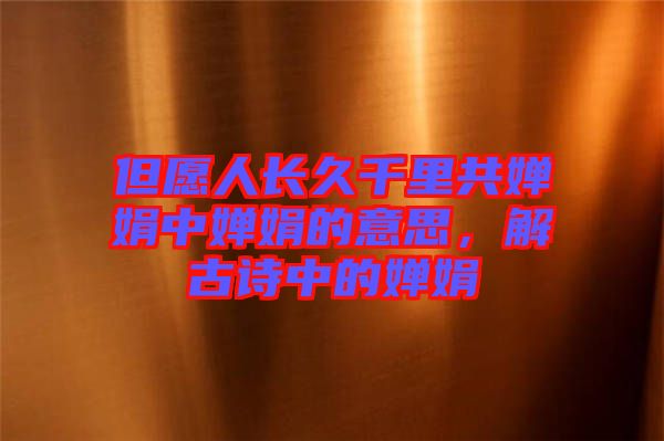 但愿人長久千里共嬋娟中嬋娟的意思，解古詩中的嬋娟