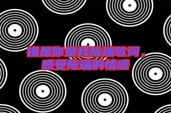 錯(cuò)是你是我陳瑞歌詞，感受陳瑞的情感