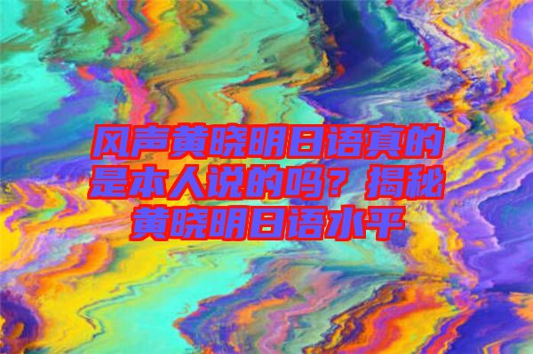 風聲黃曉明日語真的是本人說的嗎？揭秘黃曉明日語水平