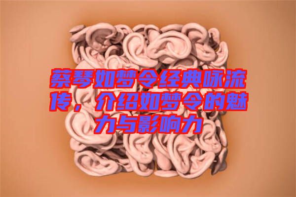 蔡琴如夢令經(jīng)典詠流傳，介紹如夢令的魅力與影響力