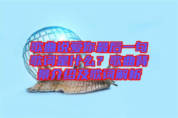 歌曲說愛你最后一句歌詞是什么？歌曲背景介紹及歌詞解析