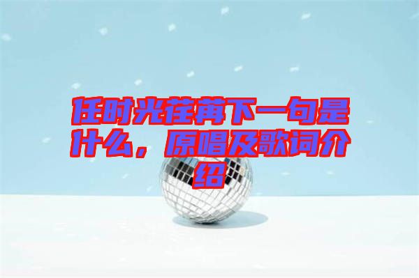 任時光荏苒下一句是什么，原唱及歌詞介紹