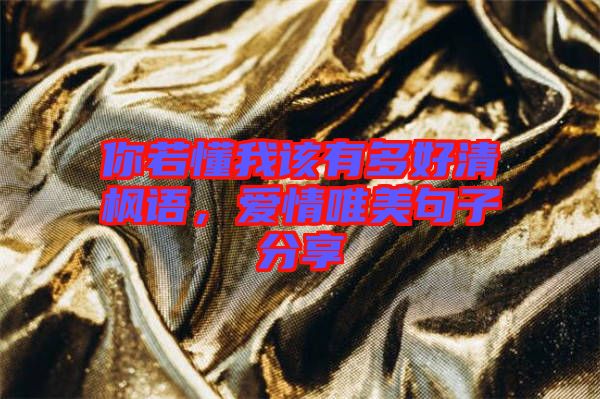 你若懂我該有多好清楓語，愛情唯美句子分享