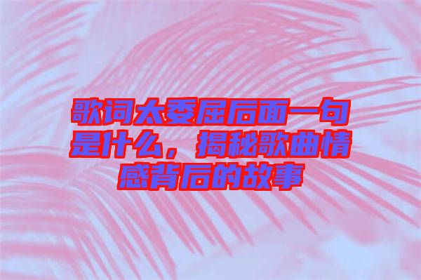 歌詞太委屈后面一句是什么，揭秘歌曲情感背后的故事