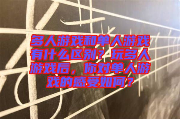 多人游戲和單人游戲有什么區(qū)別？玩多人游戲后，你對單人游戲的感受如何？