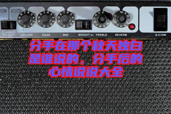 分手在那個(gè)秋天獨(dú)白是誰(shuí)說(shuō)的，分手后的心情說(shuō)說(shuō)大全