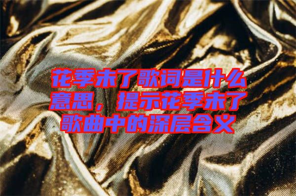 花季未了歌詞是什么意思，提示花季未了歌曲中的深層含義