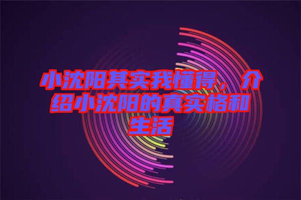 小沈陽其實我懂得，介紹小沈陽的真實格和生活