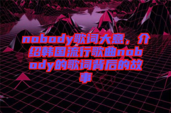 nobody歌詞大意，介紹韓國流行歌曲nobody的歌詞背后的故事