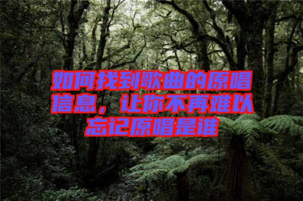 如何找到歌曲的原唱信息，讓你不再難以忘記原唱是誰(shuí)