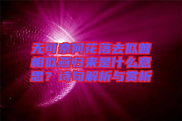 無(wú)可奈何花落去似曾相似燕歸來(lái)是什么意思？詩(shī)句解析與賞析