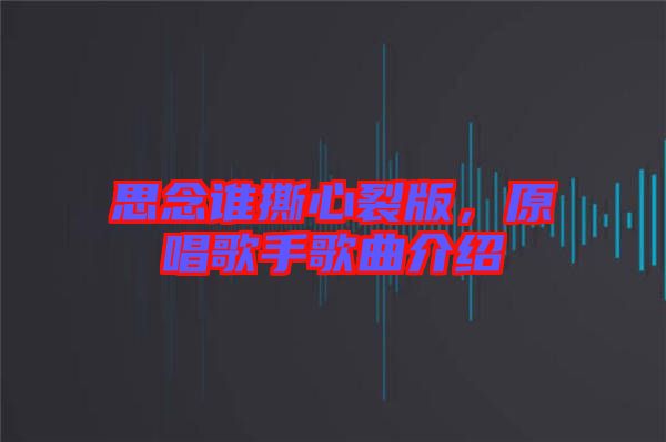 思念誰(shuí)撕心裂版，原唱歌手歌曲介紹