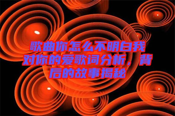 歌曲你怎么不明白我對(duì)你的愛(ài)歌詞分析，背后的故事揭秘