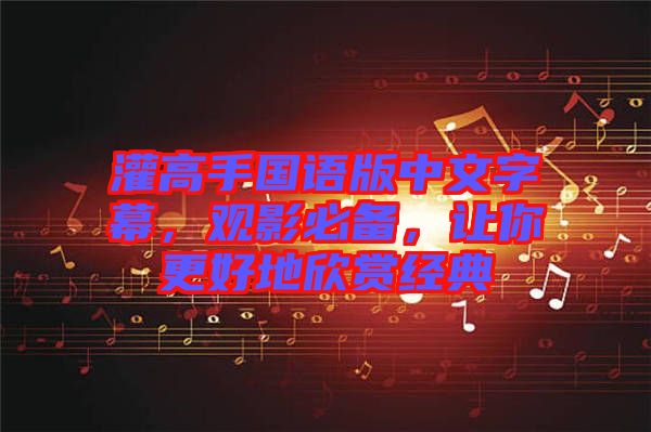 灌高手國(guó)語(yǔ)版中文字幕，觀影必備，讓你更好地欣賞經(jīng)典