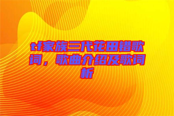 tf家族三代花田錯歌詞，歌曲介紹及歌詞析