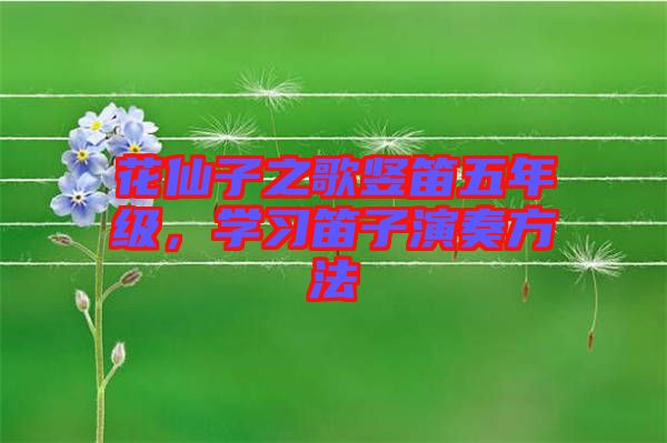 花仙子之歌豎笛五年級，學習笛子演奏方法