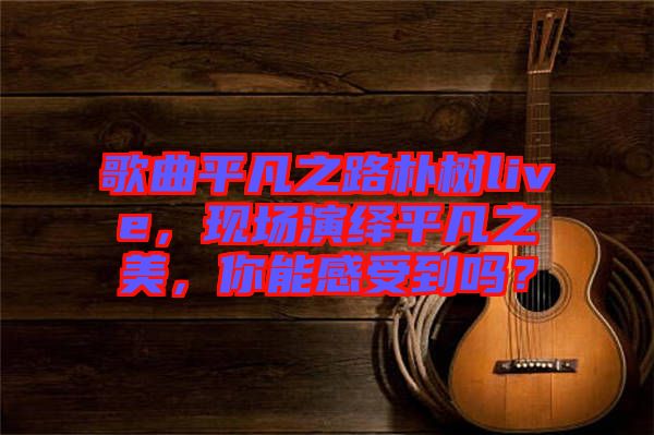 歌曲平凡之路樸樹(shù)live，現(xiàn)場(chǎng)演繹平凡之美，你能感受到嗎？