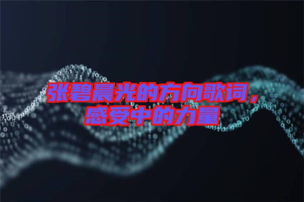 張碧晨光的方向歌詞，感受中的力量