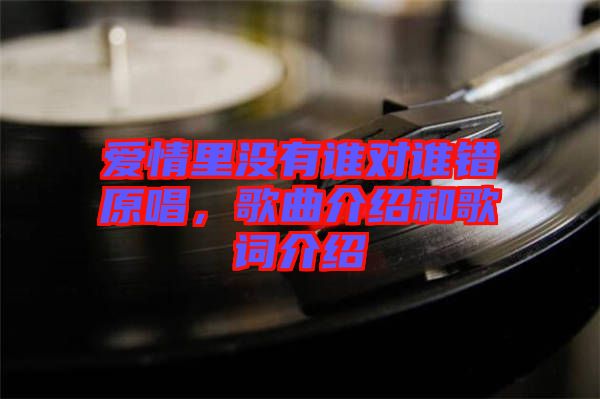 愛情里沒有誰對誰錯原唱，歌曲介紹和歌詞介紹