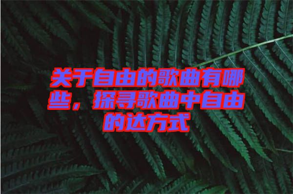 關(guān)于自由的歌曲有哪些，探尋歌曲中自由的達(dá)方式