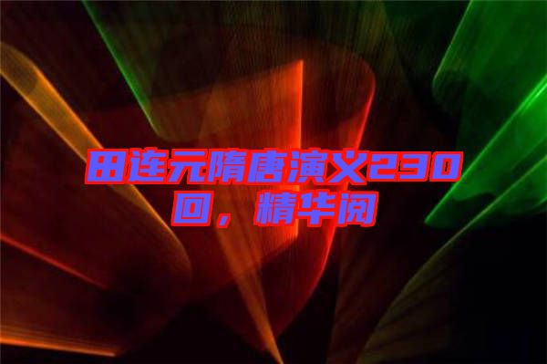 田連元隋唐演義230回，精華閱