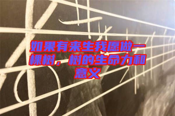 如果有來(lái)生我愿做一棵樹，樹的生命力和意義