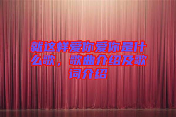 就這樣愛你愛你是什么歌，歌曲介紹及歌詞介紹