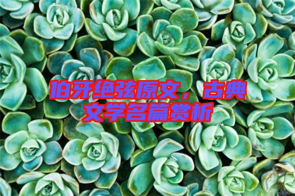 伯牙絕弦原文，古典文學(xué)名篇賞析