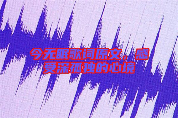 今無眠歌詞原文，感受深孤獨的心境
