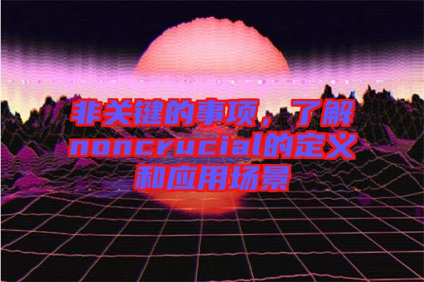 非關(guān)鍵的事項(xiàng)，了解noncrucial的定義和應(yīng)用場景
