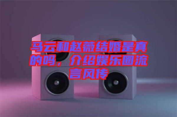 馬云和趙薇結(jié)婚是真的嗎，介紹娛樂(lè)圈流言風(fēng)傳